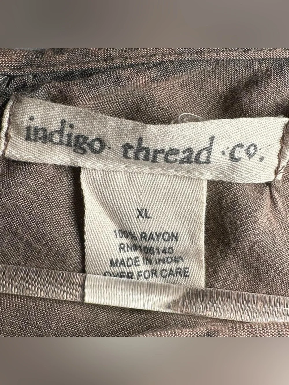 Indigo Thread Co Taupe Peasant Blouse Lace Trim Cottagecore Boho Festival - Picture 3 of 4